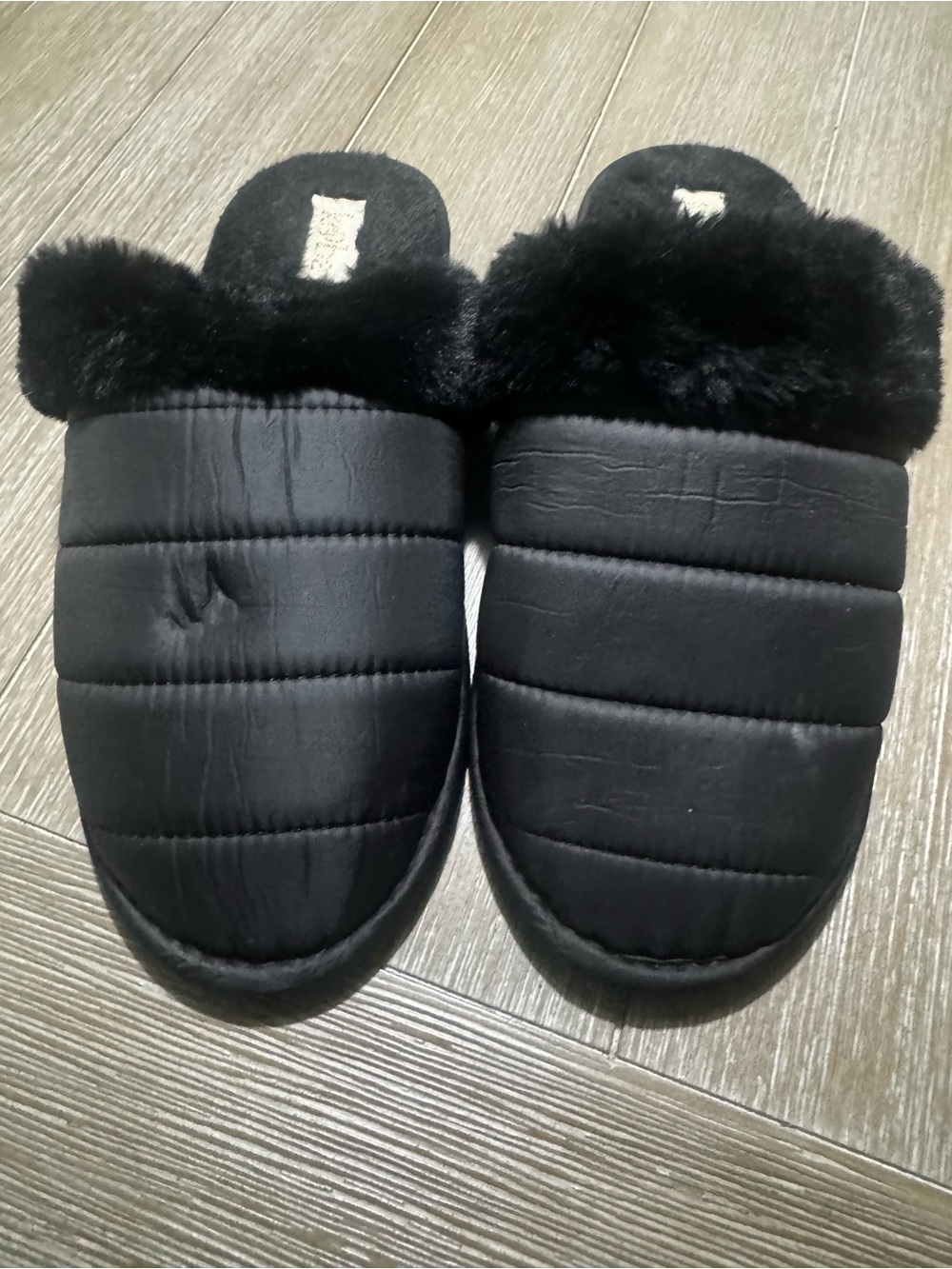 Women’s Black Faux Fur Slide Slippers | Cozy Indoor Slides | Size XL 9.5 - 10.5